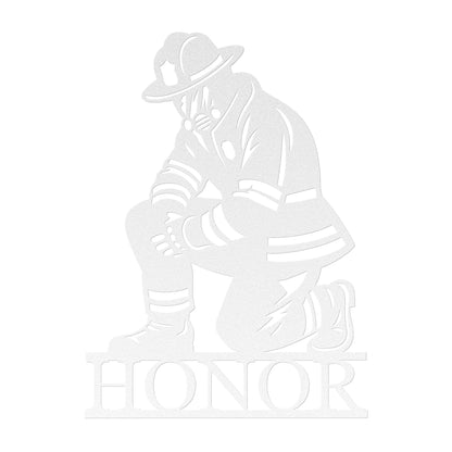 Firefighter Kneeling Honor Metal Sign